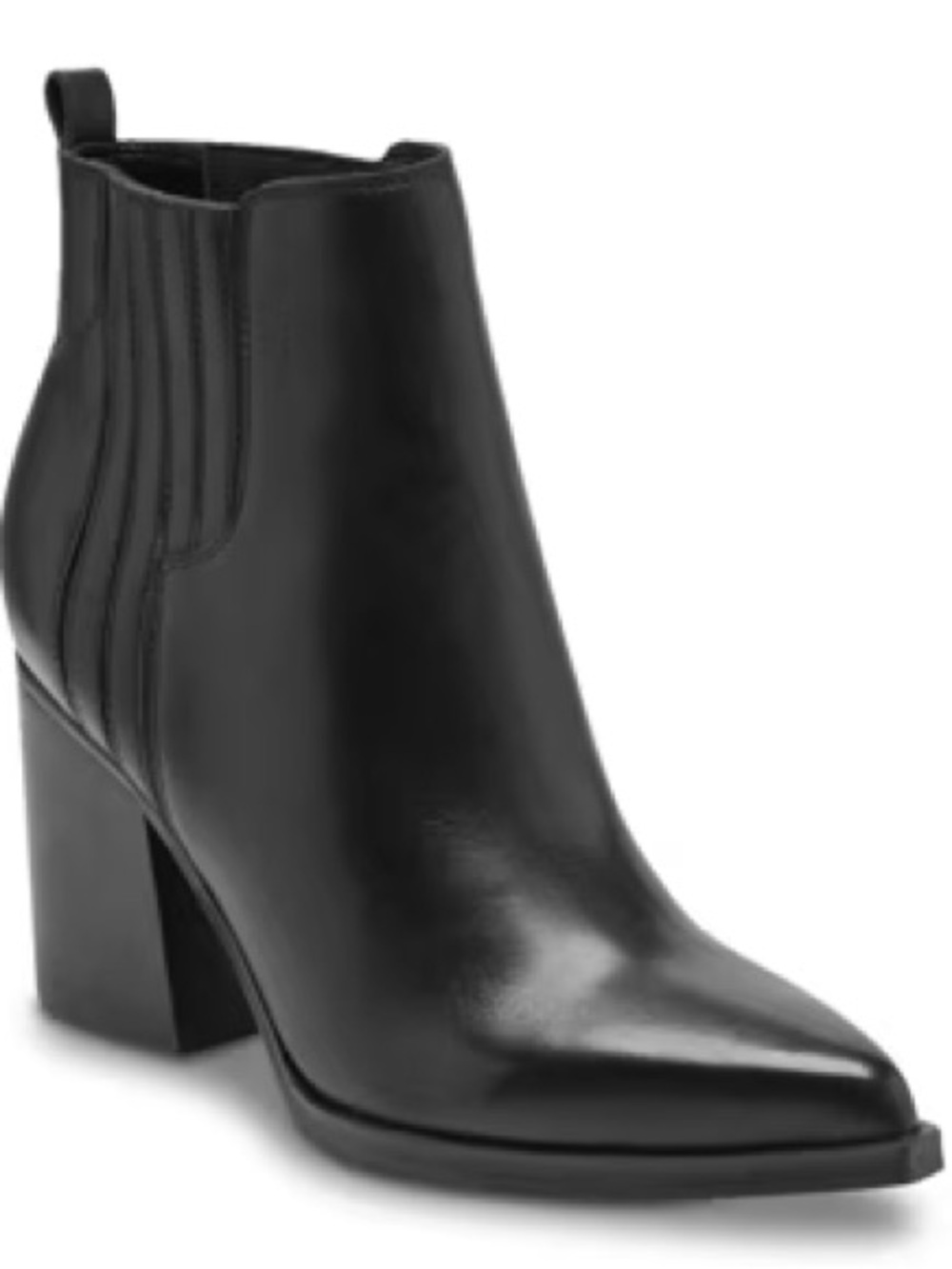 Marc Fisher Black Pointed-Toe Chelsea Block Heel Ankle Boot